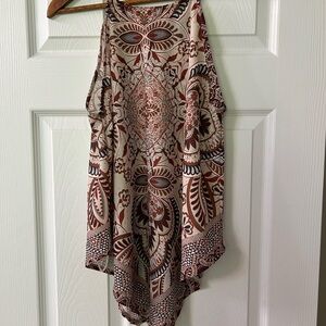 Daytrip Boho Patterned Top in Brown and Cream